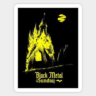 Black Metal Burning Church (yellow version) Magnet